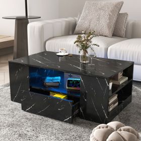 14.57IN High LED Coffee Table ,Modern Coffee Tables for Living Room, , Storage Coffee Table, Small Coffee Table