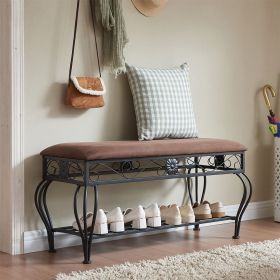 Multipurpose Upholstered Shoe Rack Bench,End of Bed Bench,for Entryway,Bedroom,Metal Frame