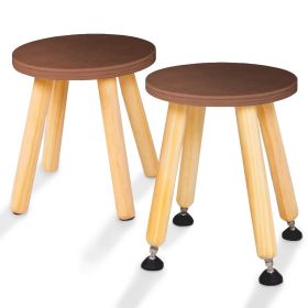 Wooden Step Stool for Kids and Toddlers Set of 2 Walnut Extendable Legs Kids Chair Sensory Table Seat Children's Round Sitting Furniture with Lev