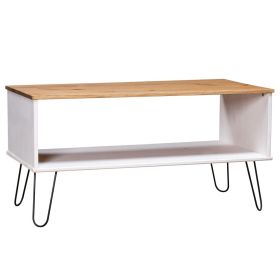 Coffee Table White and Natural Solid pine wood, Metal Medium
