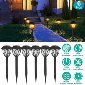 6Pack Solar Powered Stake Light Outdoor Decorative Landscape Lamp IP45 Waterproof Auto On Off Outdoor Light for Pathway Garden Yard Patio