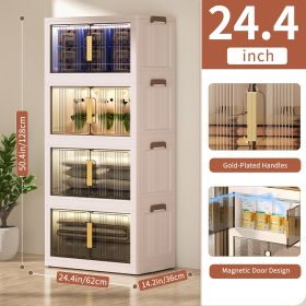 4 Pack Stackable Storage Bins Folding Storage Bins with Lid, Closet Organizers and Storage