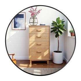 Round Mirror, Black Round Mirror 24 inch, Circle Wall Mirror Metal Frame, Black Circle Bathroom Mirror, Circular Mirrors for Wall, Living Room