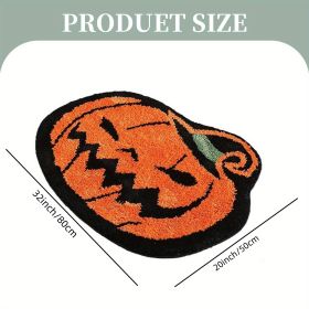 Festive cute pumpkin decoration Halloween bathroom rug, Halloween pumpkin bathroom bath mat, farmhouse Halloween bathroom rug, home decoration