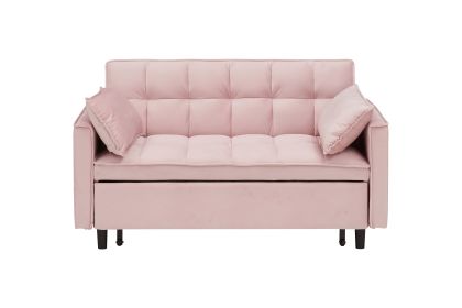 Modern velvet sofa, sofa pull-out bed, small love seat casual sofa with back, with pillow, pockets, living room furniture