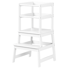 Only Supports Self Pickup-Toddler Step Stool, Wooden Children's Montessori Learning Standing Tower, Children's Kitchen Stool Helper With Safety R (Color: White)