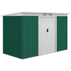 9'x4.5'x5.5' Rust Resistant Metal Garden Shed, Vented, Green White, Perfect For Backyard Lawn Tool Storage  Garden Essentials (Color: Green)