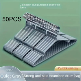 Clothes Hangers With Non-slip Design, Sturdy Heavy Duty Coat Durable Hangers For Coats (Option: Gray50pcs)