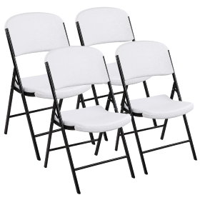 Only Supports Self Pickup  Black & White Folding Chair - Iron Frame & Plastic Seat (Option: Set of4)