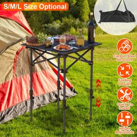 S-M-L Size Options Portable Folding Camping Table With Adjustable Height Rustproof Carbon Steel Foldable Roll-Up Camping Table For Picnic Camping (Option: S 51CMNoNet)