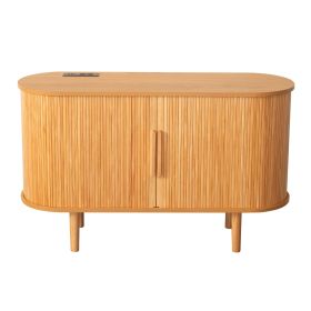 Fralimk Sideboard Buffet Cabinet with Storage, Modern Fluted Storage Cabinet for Dining Room, Tambour Door Console Table for Living Room (Color: Oak)