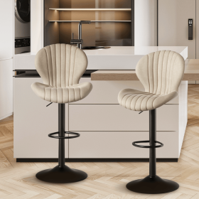 The dining chair is made of comfortable and soft material (Color: Beige-2pcs)
