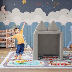The children's sofa is made of durable, comfortable and soft skin-friendly fabric, It can be transformed into a bed, a stage for a rock star, a t (Color: LIGHT GREY)
