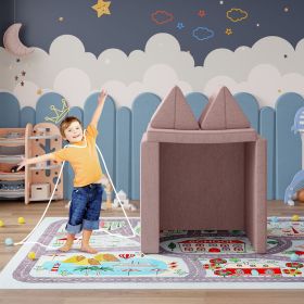 The children's sofa is made of durable, comfortable and soft skin-friendly fabric, It can be transformed into a bed, a stage for a rock star, a t (Color: Rose red)