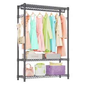 3 Tier Heavy Duty Rolling Garment Rack Wire Clothes Rack for Hanging Clothes (Color: Grey+without wheels)