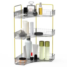 Bathroom Countertop Organizer 3 Tier Corner Makeup Storage Shelf Vanity Cosmetic Perfume Tray Clear Corner Rack for Bedroom Bathroom Kitchen (Color: White)