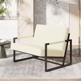 The granular fleece comfort and leisure chair, with its simple lines and teddy bear fabric, adds a touch of modern beauty to the living room (Color: Beige)