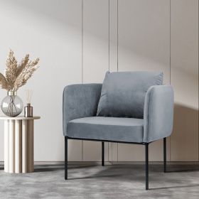 The velvet single casual sofa chair can be placed in the living room, room or office (Color: Dark grey)