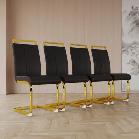 Modern Dining Chairs (Color: Black+golden+4in1)