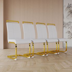 Modern Dining Chairs (Color: White+golden+4in1)