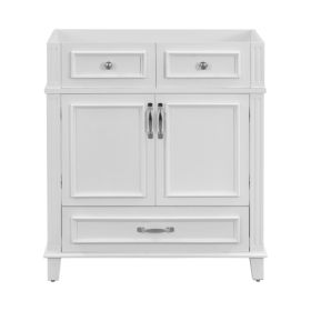 30'' Bathroom Vanity Without Top,Solid Wood Frame Bathroom Storage Cabinet With Soft Closing Doors,Frame Bathroom Storage Cabinet Only, Retro Sty (Color: White)