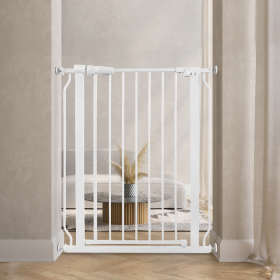 Only Supports Self Pickup  Extra Wide Baby Gate, Safety Dog Gate For Stairs, Easy Walk-through Self-closing Pet Gate For Houses, Doorways, White- (Color: White)