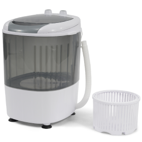 Only Supports Self Pickup  Mini Washer, Portable, With Spin Dryer, 5.5 Lb Capacity Washer, Spin Timer Control, Compact Washer For Homes, Apartmen (Option: White grain)