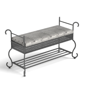 Shoe Rack Bench For Entryway, Industrial Bench, Rustic Shoe Rack For Small Spaces, Upholstered Entryway Bench, Multipurpose Entryway (Option: Black and Silver)
