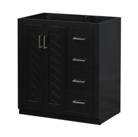 30'' Bathroom Vanity Without Sink,Solid Wood Frame Bathroom Storage Cabinet Only, Freestanding Vanity Set With 3 Drawers& Soft Closing Doors (Color: Black)